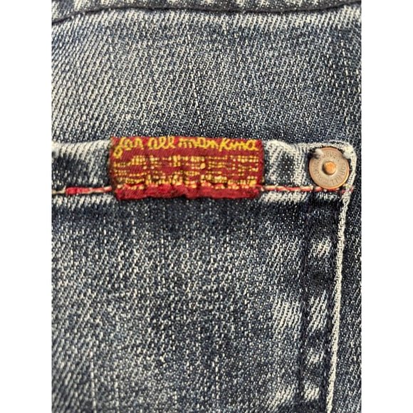 7 For All Mankind Ripped Distressed Washed relaxed Denim Button Fly sz 36 x31 - Picture 6 of 16